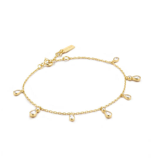  Wanderer - Gliederarmbänder - Silber / 14kt GP - Zirkonia - 18,5cm